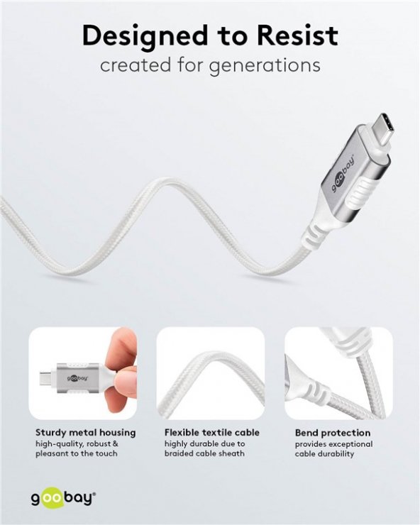 Imagine Cablu de retea USB type C la RJ45 Gigabit Cat.6 Slim 7.5m brodat Alb, Goobay G74390